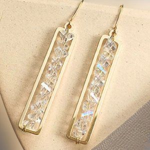 Gold & Clear Beaded Drop Earrings